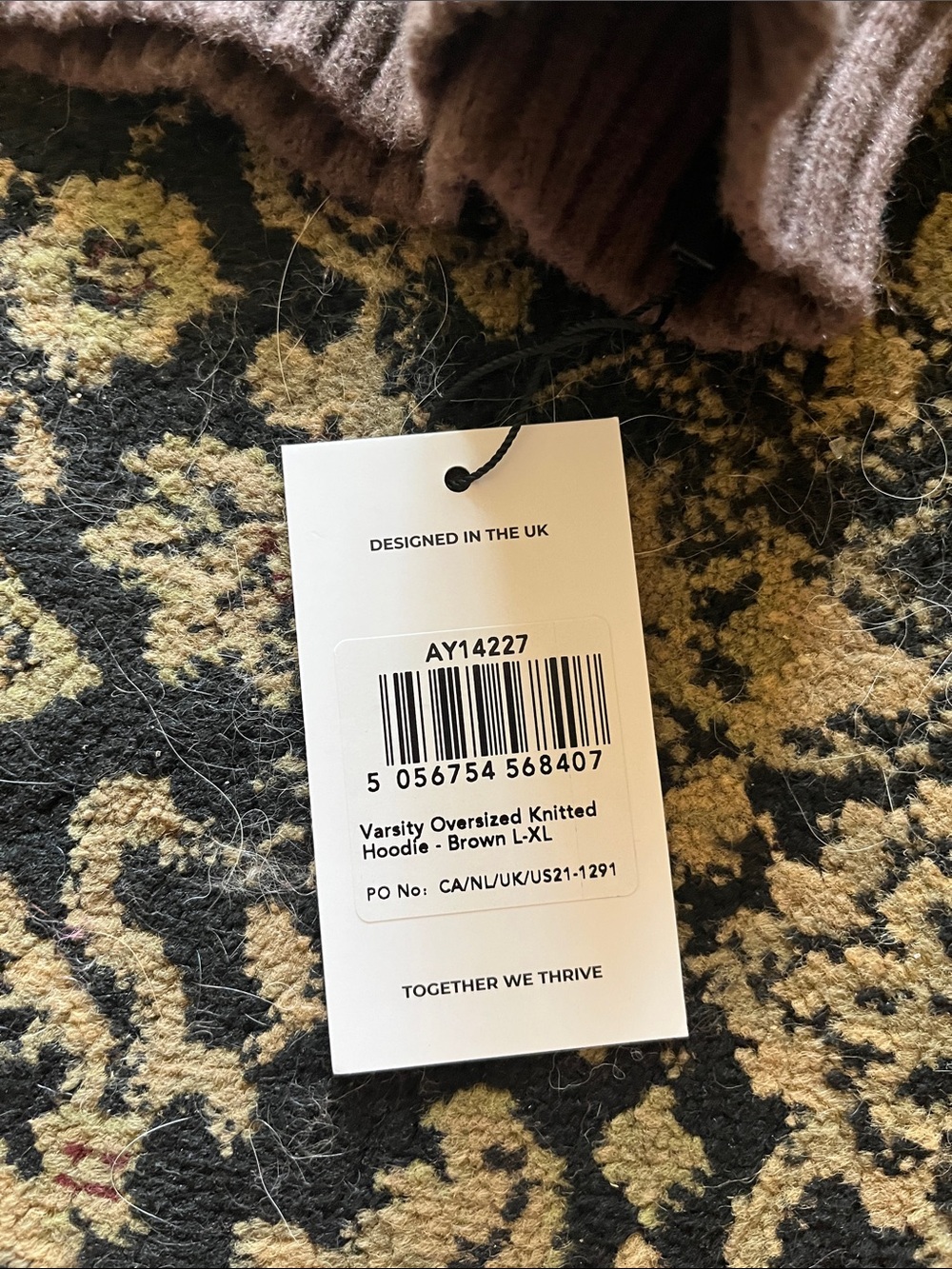 AYBL Chocolate Brown Hooded Knit Sweater - Picture 3 of 6